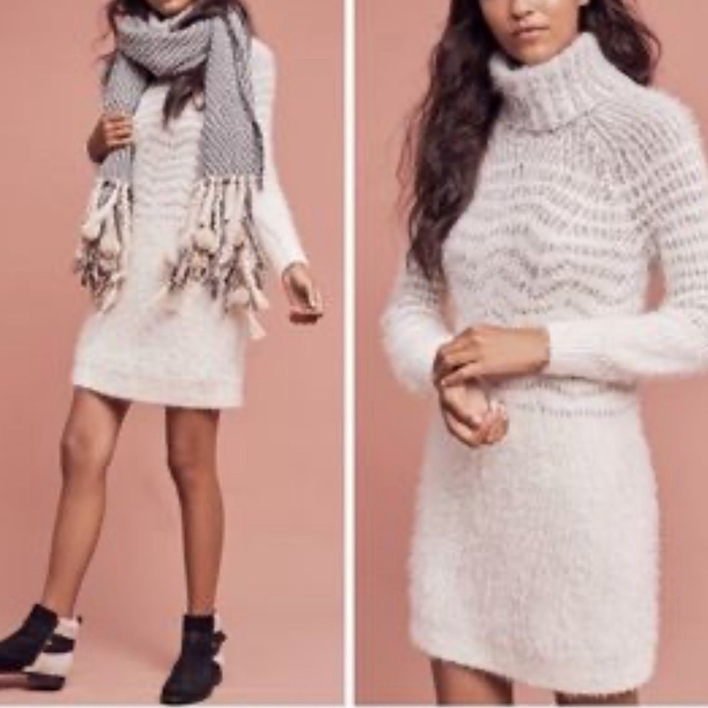 Anthropologie Eyelash Sweater Dress Sleeping on Snow